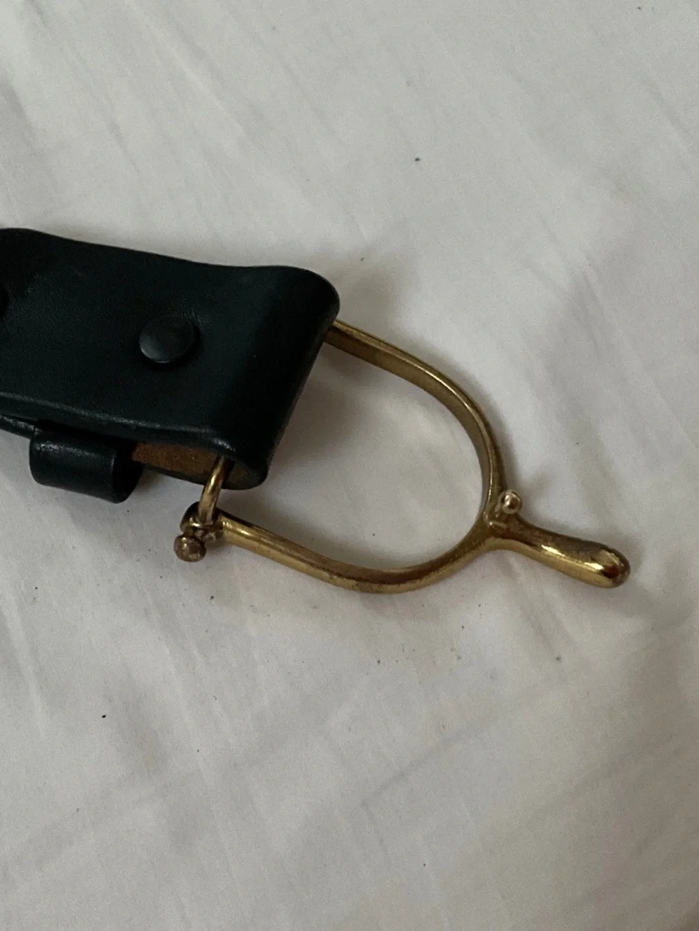 TORY LEATHER Brass Spur Buckle Belt Black 28”